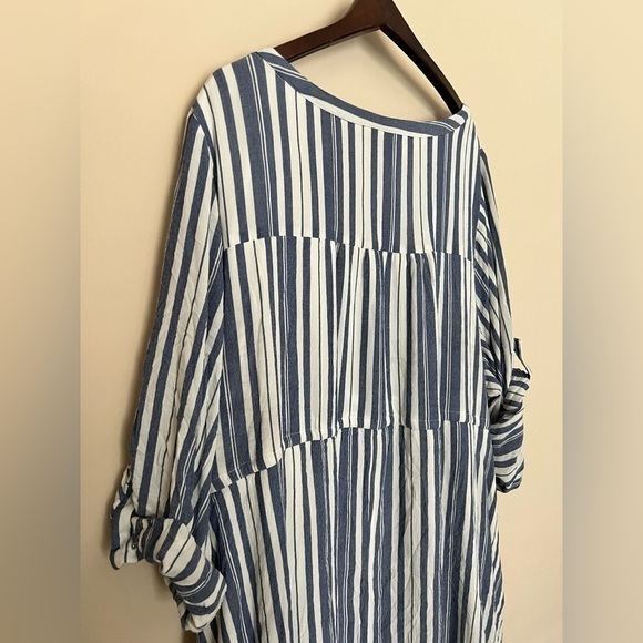 TORRID Women’s Blue & White Stripe Zip Front Drawstring Shirt Dress Size 6X - Picture 11 of 14